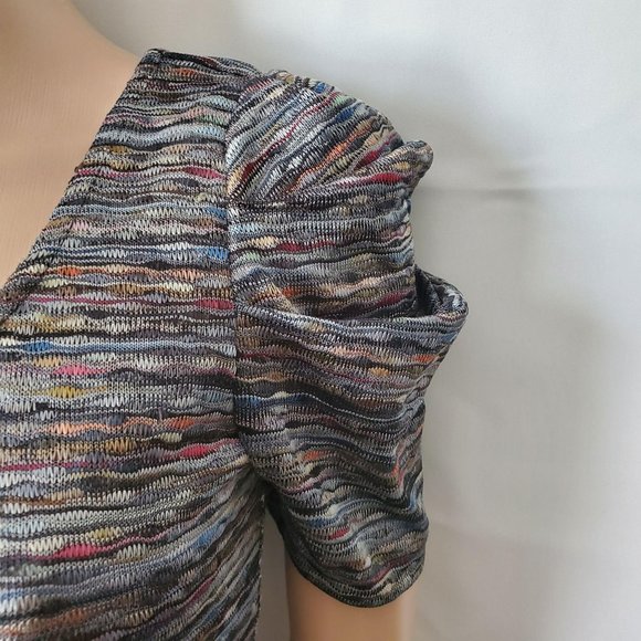 Forever 21 Women’s Square Neck Striped Puff Sleeve Bodycon Knit Dress Medium - Picture 4 of 16